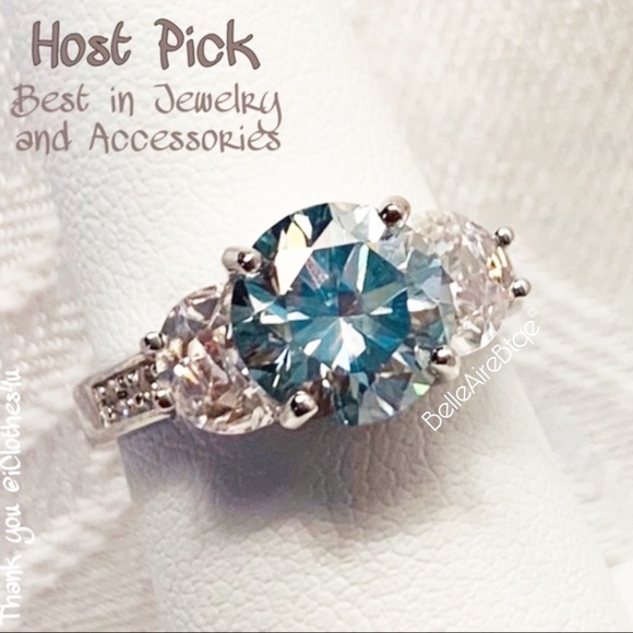 🎉HP🎉 2.4 Ct VVS1 Sky Blue Moissanite Ring, Sz 7 - Picture 2 of 8